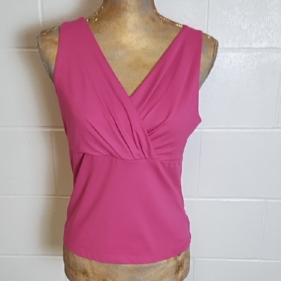 Stretchy Pink Wrap Fitted Tank Top - Picture 1 of 9